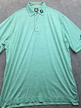 Footjoy FJ Polo Moody Gardens Golf Shirt Mens XL Green Short Sleeve Golf Stretch